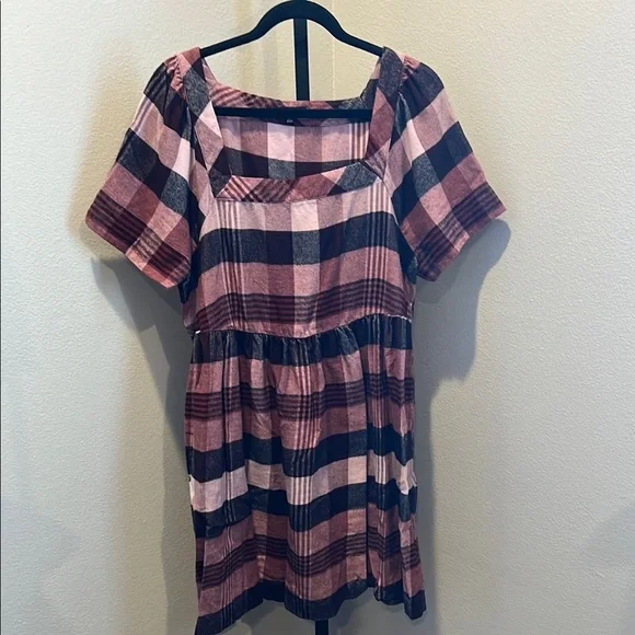 Madewell Pink and Black Plaid Dress NWOT - Picture 1 of 3